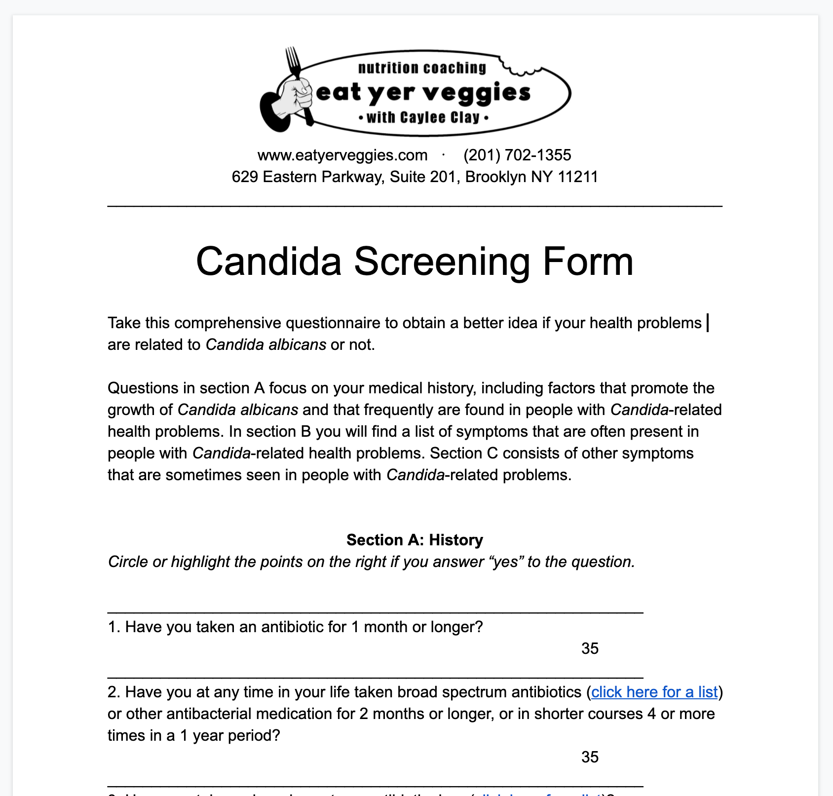 Thumbnail image for Candida Screening Form